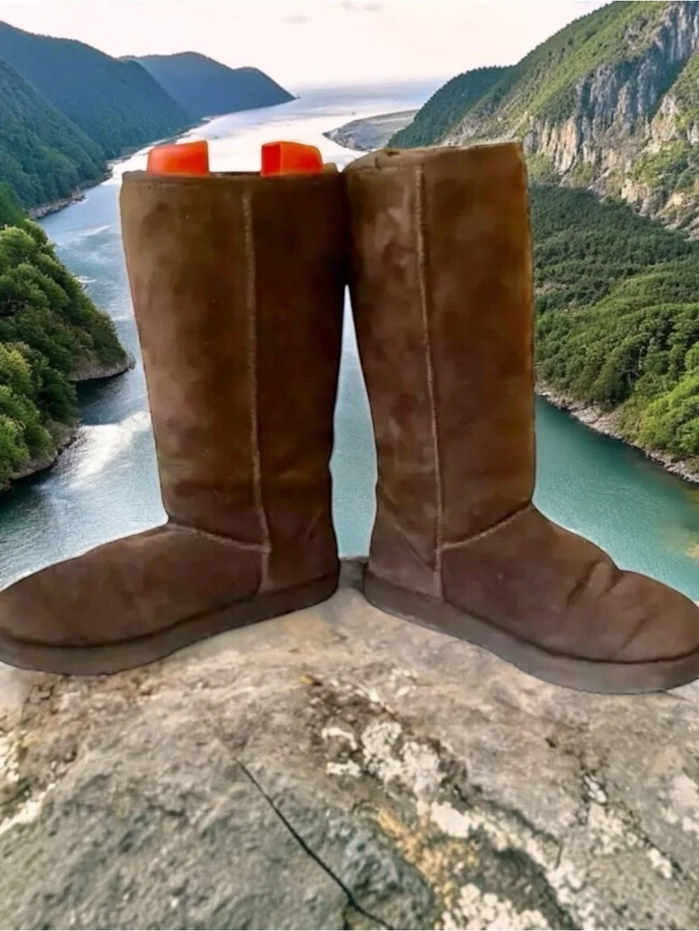 UGG Boots Classic Tall Brown Suede Shearling